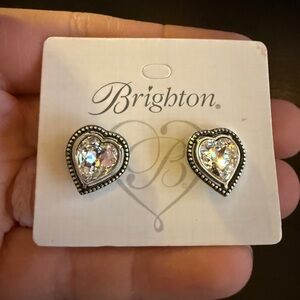 Brighton Silver Heart Crystal Earrings